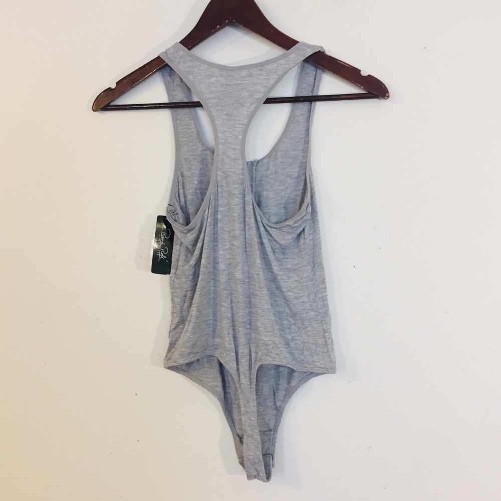 Rene Rofe Grey Racerback Bodysuit - Picture 4 of 7